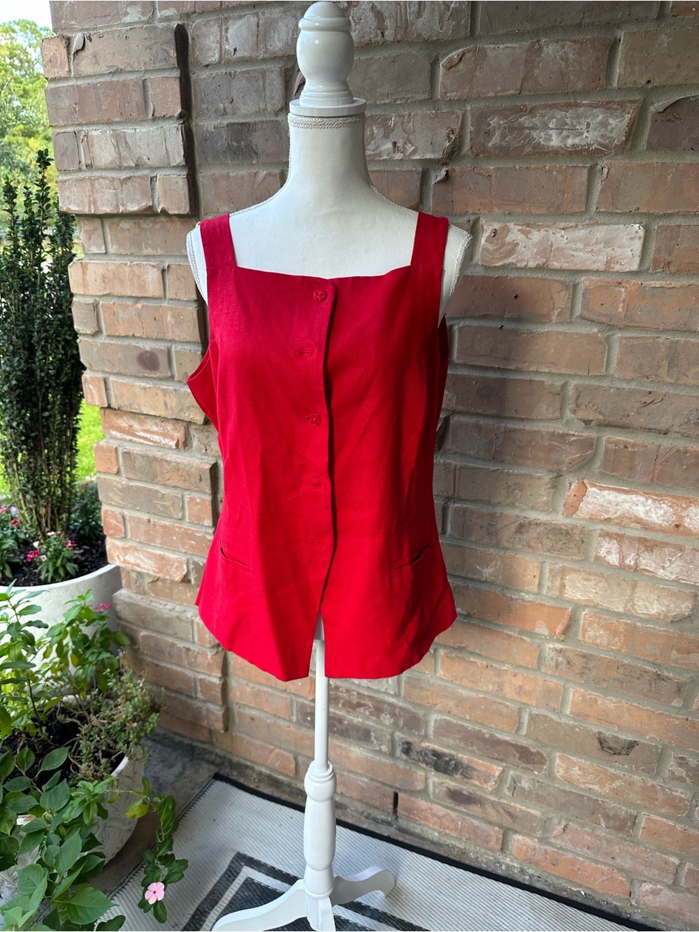 Express Red Square-Neck Button-Front Camisole
